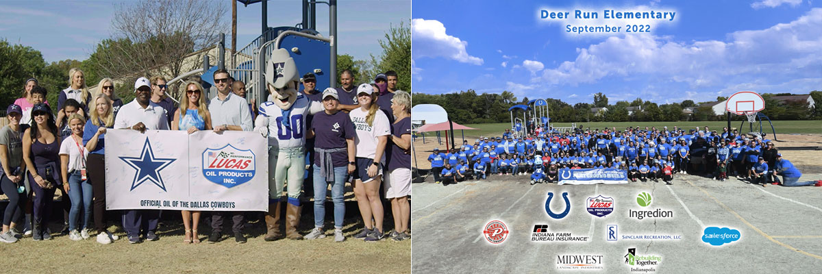 Lucas Oil employees partnering with pro football teams to build playgrounds