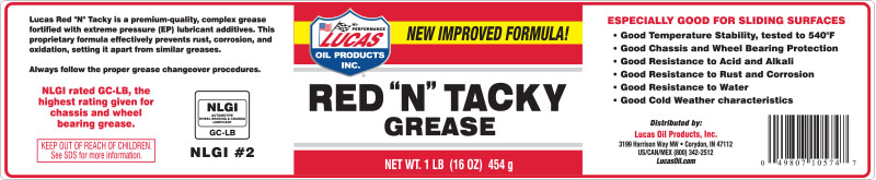 Red N Tacky Grease 1lb tub label