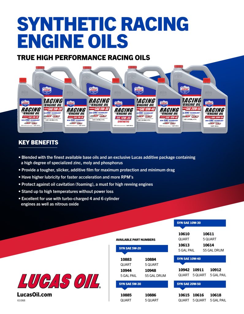 Synthetic Racing Only Motor Oil Flyer