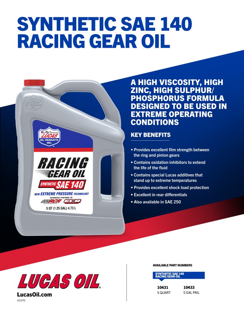 Synthetic SAE 140 Racing Gear Oil flyer