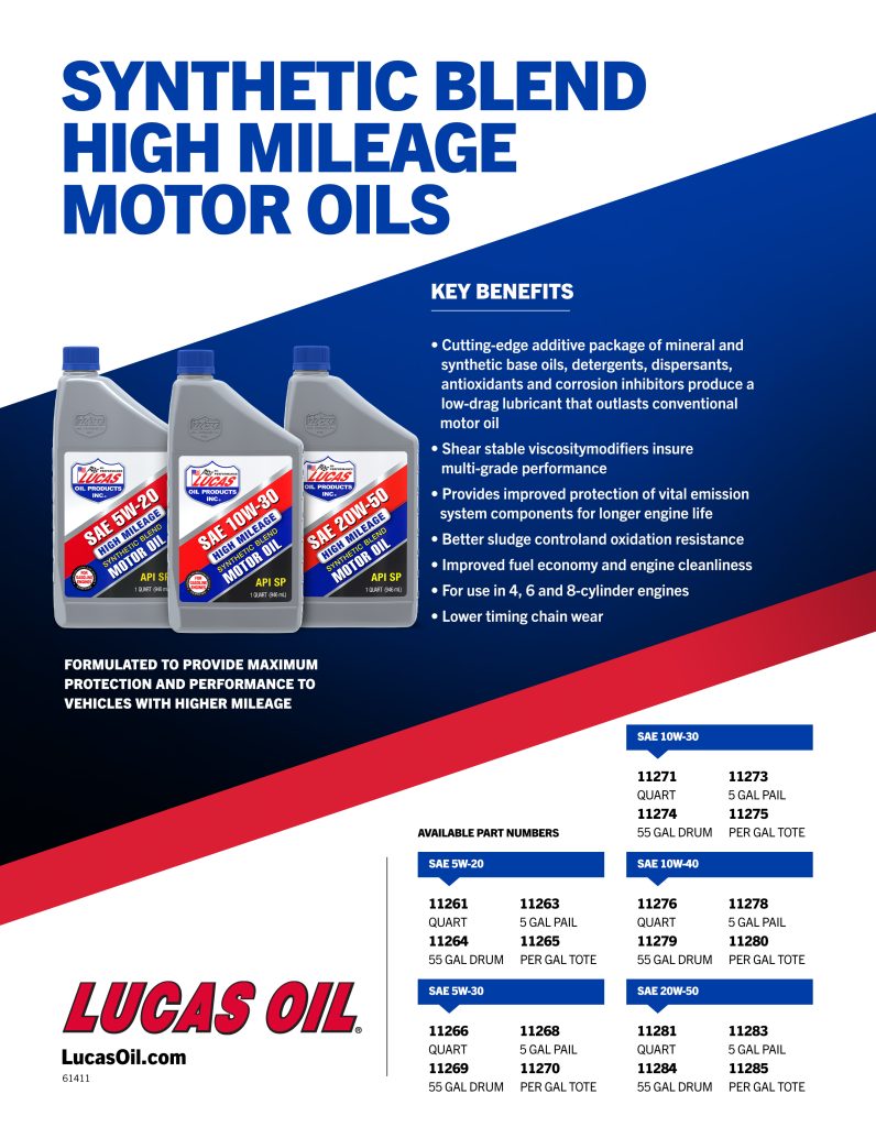 High Mileage Synthetic Blend Motor Oils Flyer