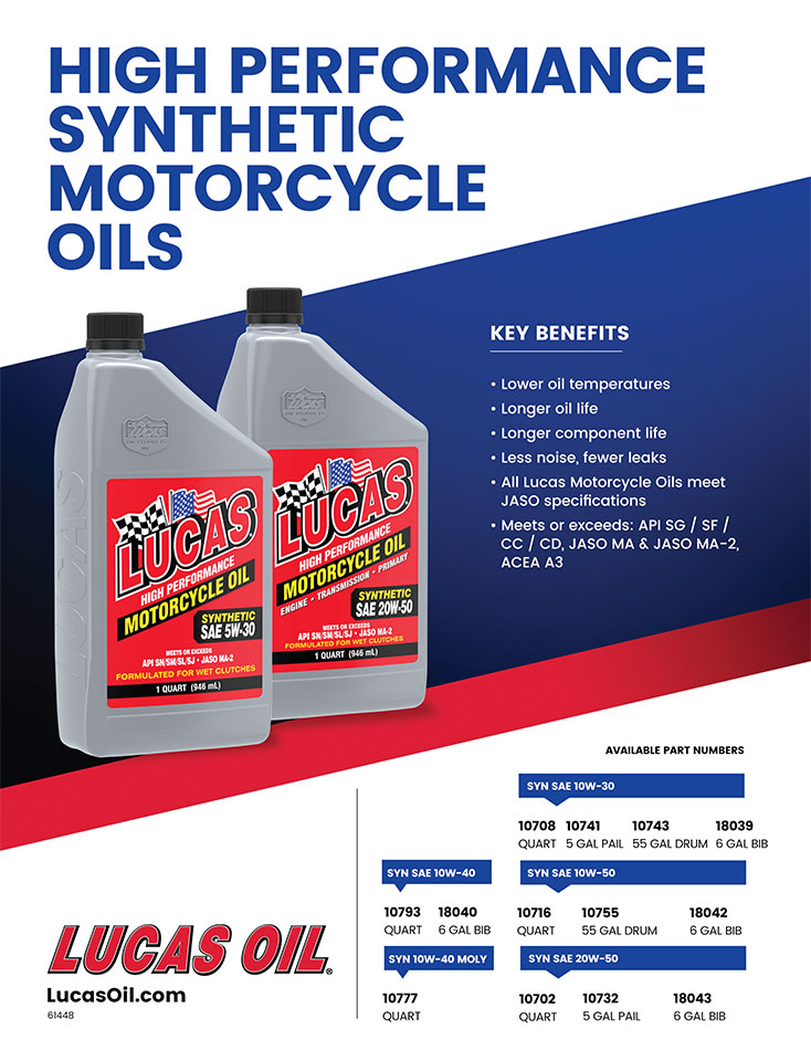 Lucas Oil 10702 1 Qt. Synthetic SAE 20W50 Motorcycle Oil