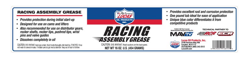 Lucas Oil Racing Assembly Grease, 16oz - JOES Racing Products