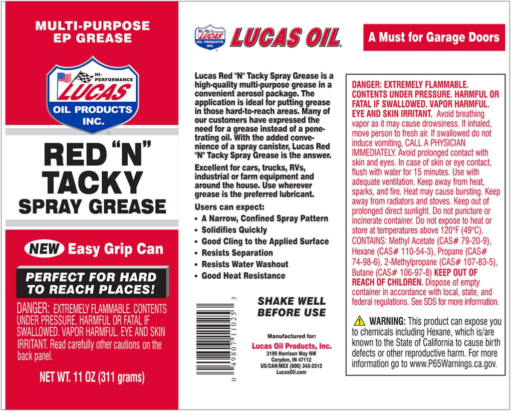 Lucas Oil Lucas 11 oz. Red N Tacky Spray Grease 11025 - The Home Depot
