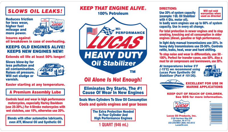 Heavy Duty Oil Stabilizer 32oz label