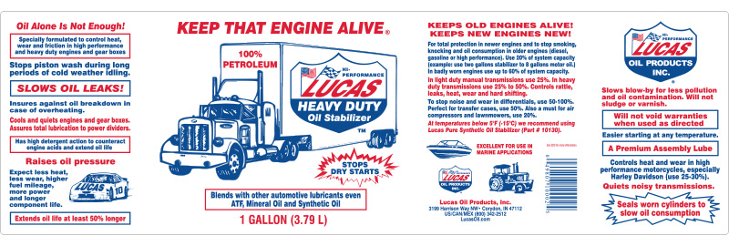 Heavy Duty Oil Stabilizer gal label