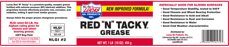 Red N Tacky Grease 1lb tub label